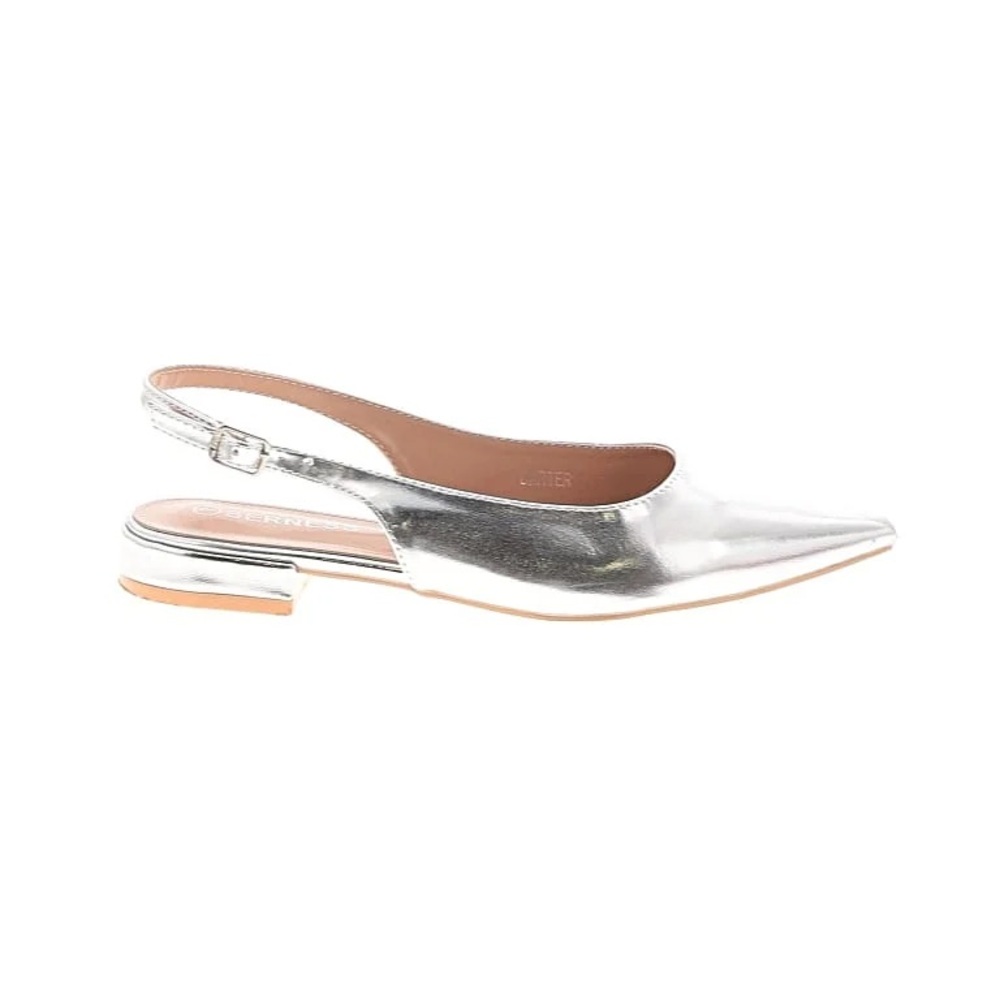 Silver Pointed Toe Slingback Heels